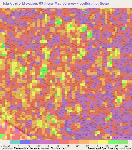Isla Cuatro,Paraguay Elevation Map