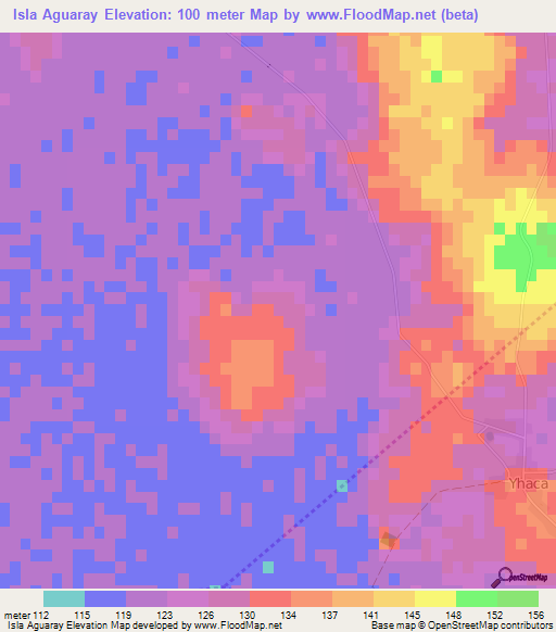 Isla Aguaray,Paraguay Elevation Map