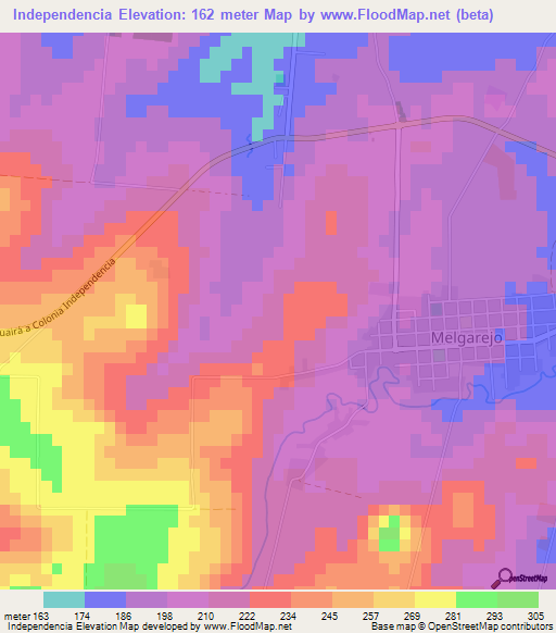 Independencia,Paraguay Elevation Map