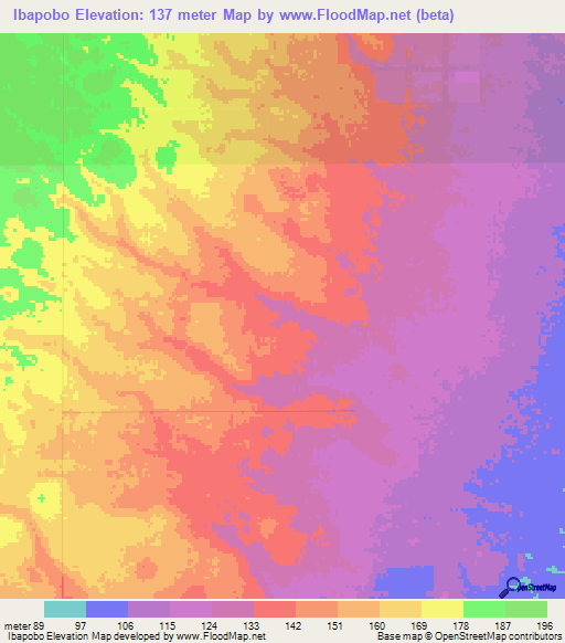 Ibapobo,Paraguay Elevation Map
