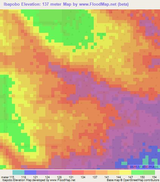 Ibapobo,Paraguay Elevation Map