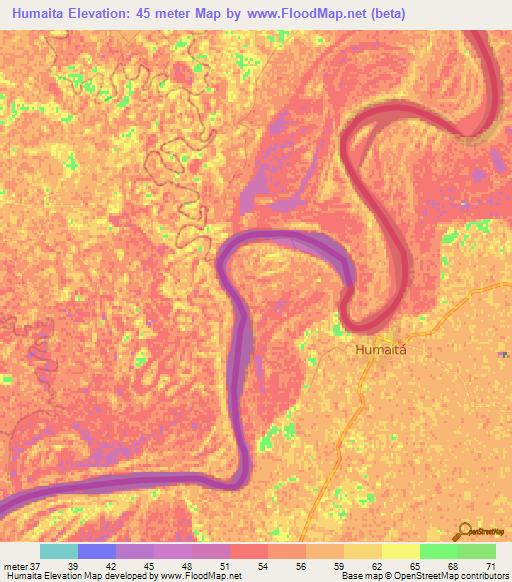 Humaita,Paraguay Elevation Map