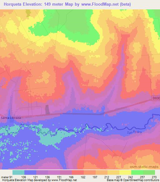 Horqueta,Paraguay Elevation Map