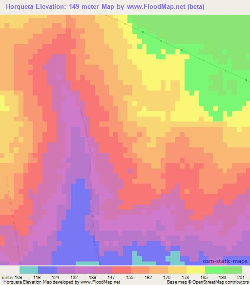 Horqueta,Paraguay Elevation Map