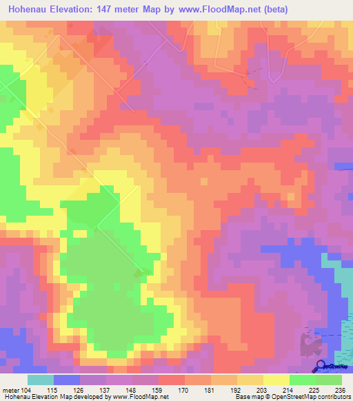 Hohenau,Paraguay Elevation Map