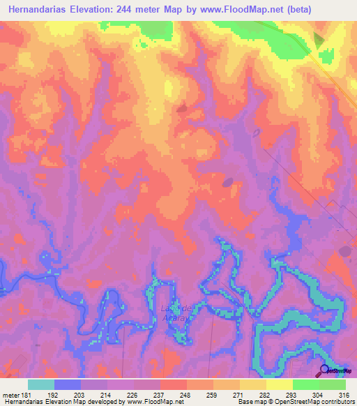 Hernandarias,Paraguay Elevation Map
