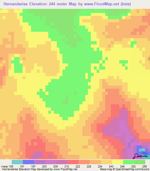 Hernandarias,Paraguay Elevation Map