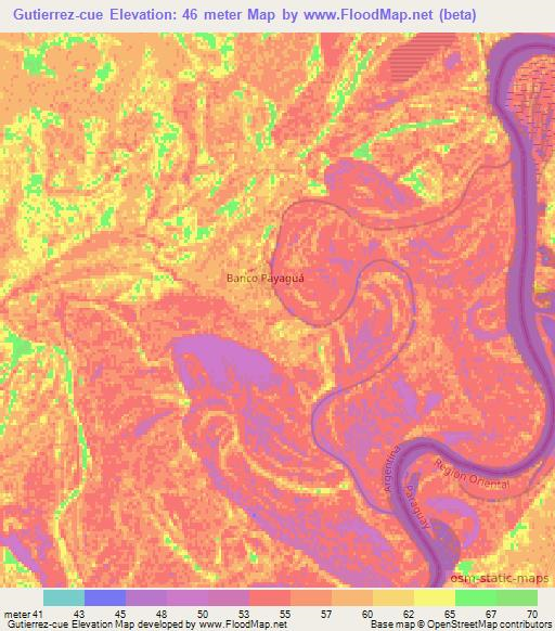 Gutierrez-cue,Paraguay Elevation Map