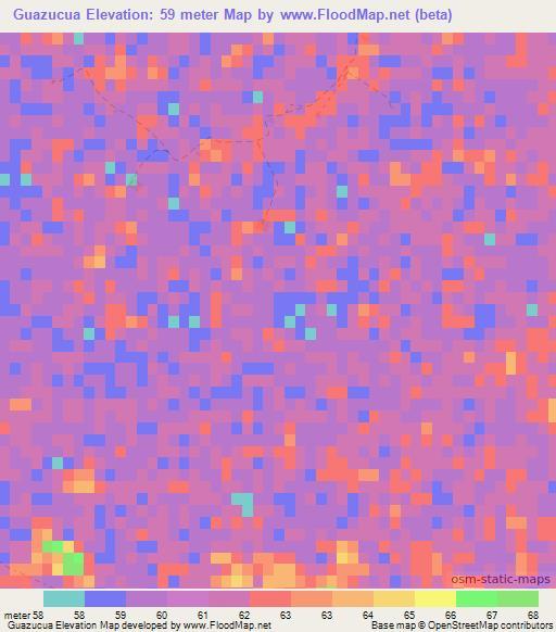 Guazucua,Paraguay Elevation Map