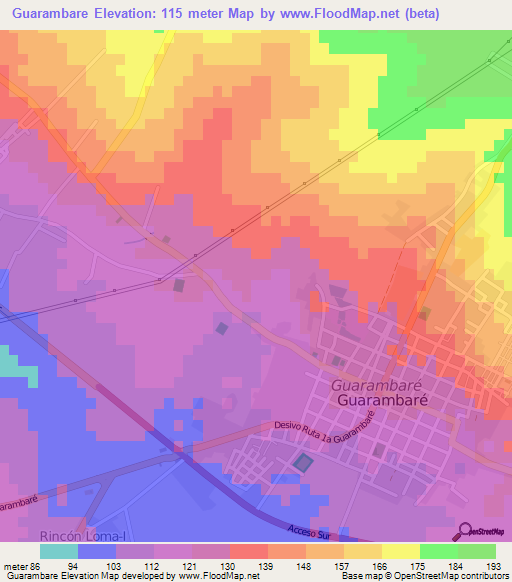 Guarambare,Paraguay Elevation Map