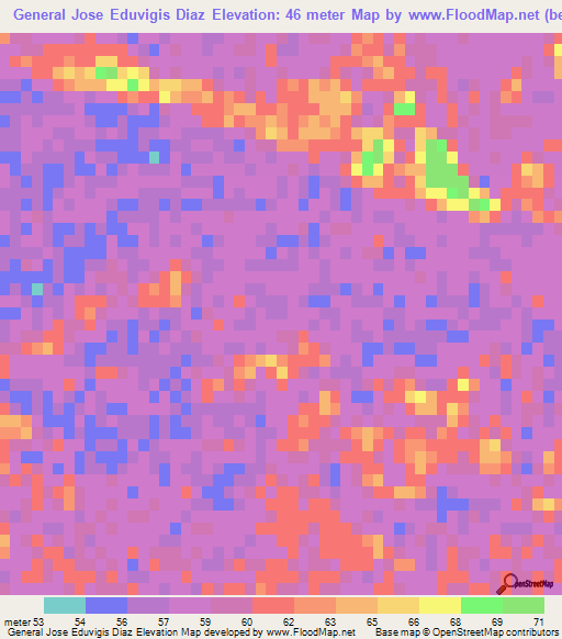General Jose Eduvigis Diaz,Paraguay Elevation Map