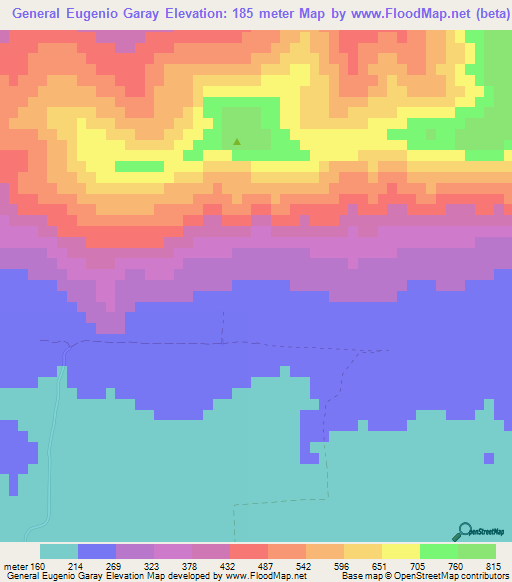 General Eugenio Garay,Paraguay Elevation Map