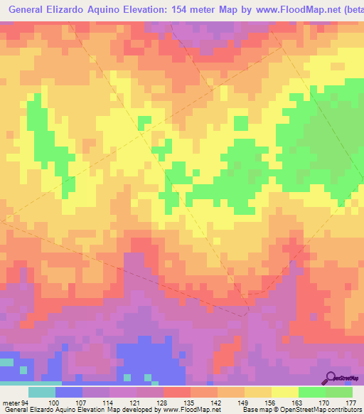General Elizardo Aquino,Paraguay Elevation Map