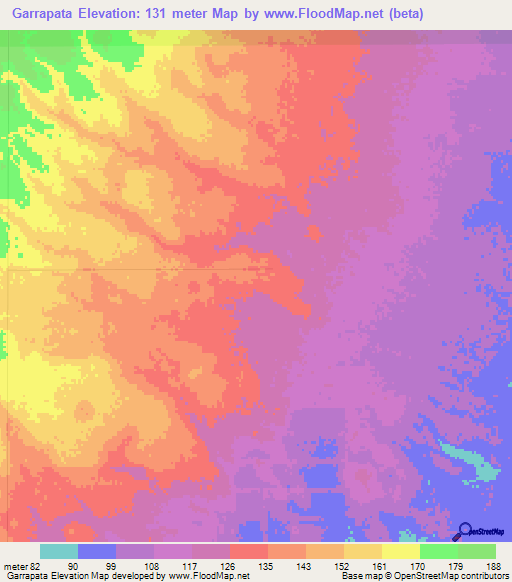 Garrapata,Paraguay Elevation Map