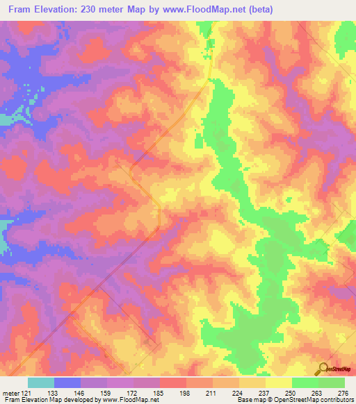 Fram,Paraguay Elevation Map