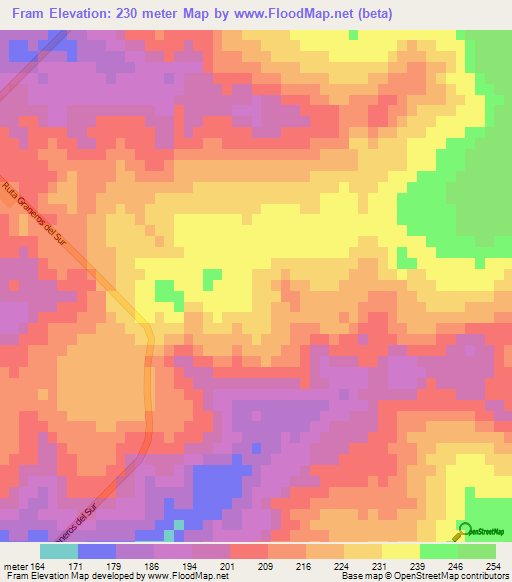 Fram,Paraguay Elevation Map