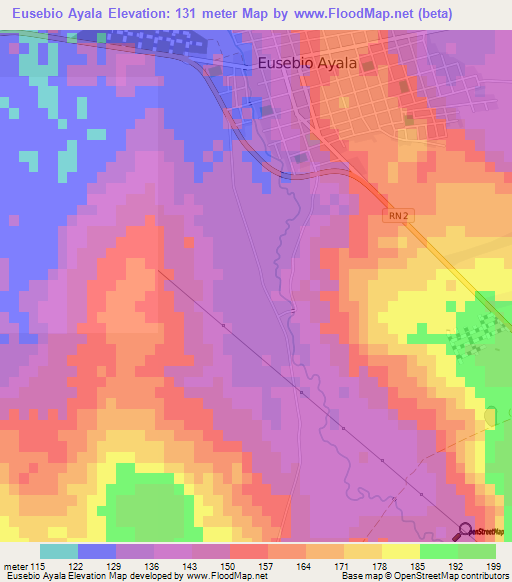 Eusebio Ayala,Paraguay Elevation Map