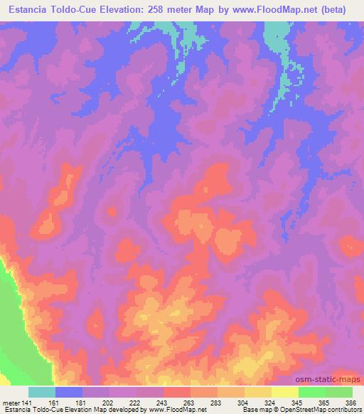 Estancia Toldo-Cue,Paraguay Elevation Map