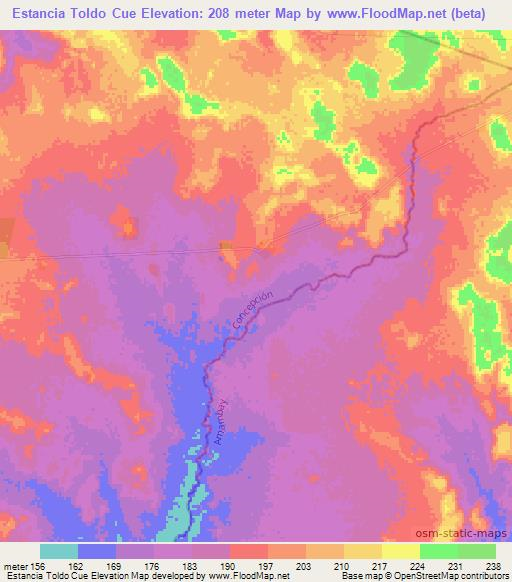 Estancia Toldo Cue,Paraguay Elevation Map