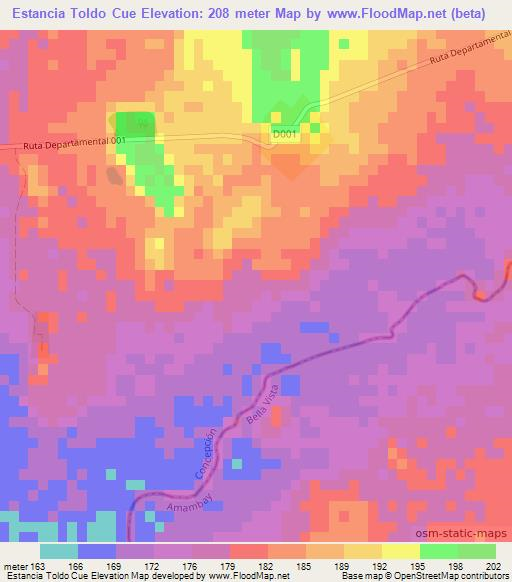 Estancia Toldo Cue,Paraguay Elevation Map