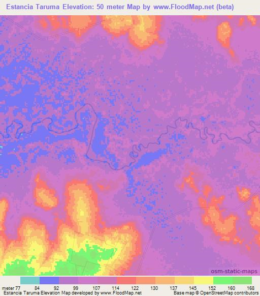 Estancia Taruma,Paraguay Elevation Map