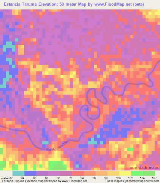 Estancia Taruma,Paraguay Elevation Map