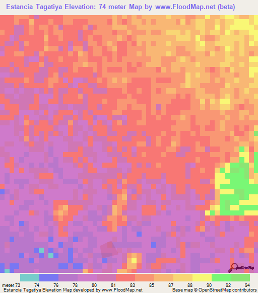 Estancia Tagatiya,Paraguay Elevation Map