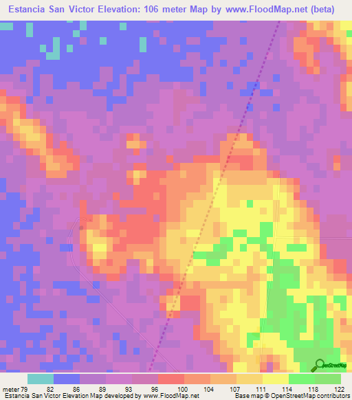 Estancia San Victor,Paraguay Elevation Map