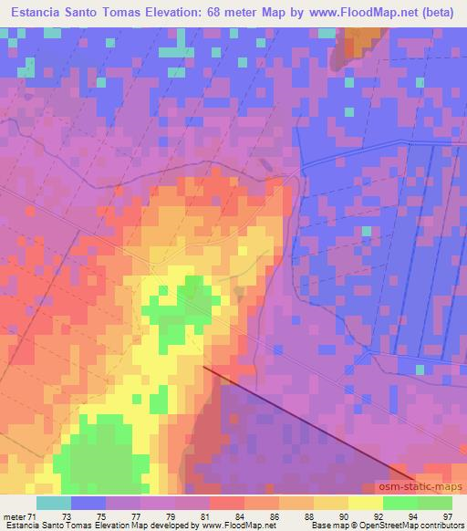 Estancia Santo Tomas,Paraguay Elevation Map