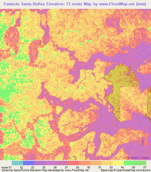 Estancia Santa Rufina,Paraguay Elevation Map