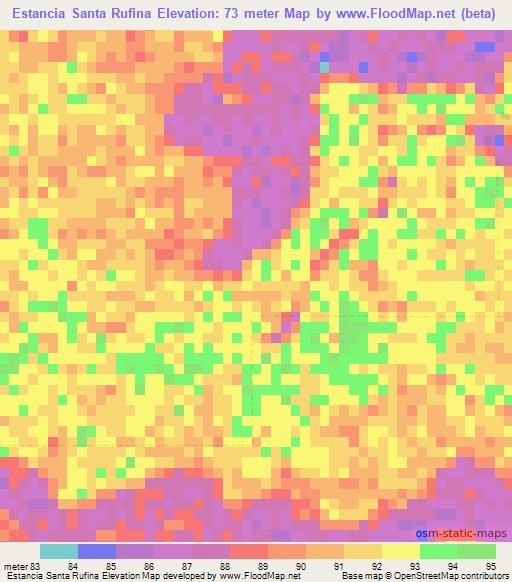 Estancia Santa Rufina,Paraguay Elevation Map