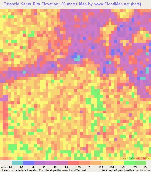 Estancia Santa Rita,Paraguay Elevation Map