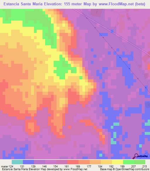 Estancia Santa Maria,Paraguay Elevation Map