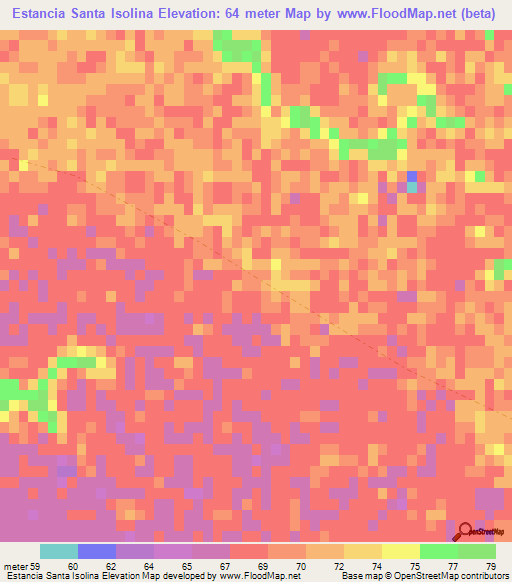 Estancia Santa Isolina,Paraguay Elevation Map