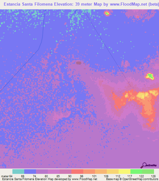 Estancia Santa Filomena,Paraguay Elevation Map