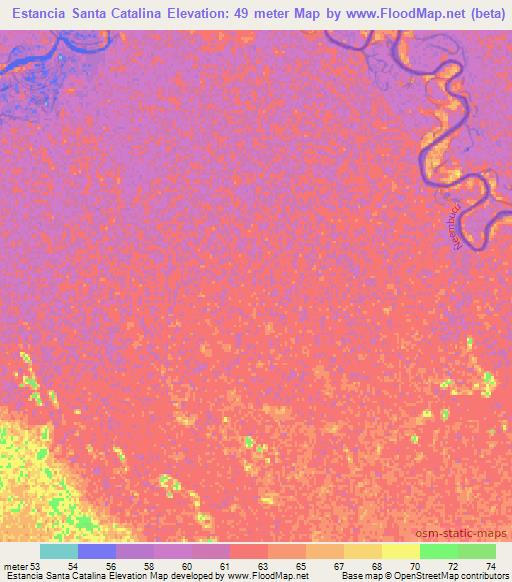 Estancia Santa Catalina,Paraguay Elevation Map