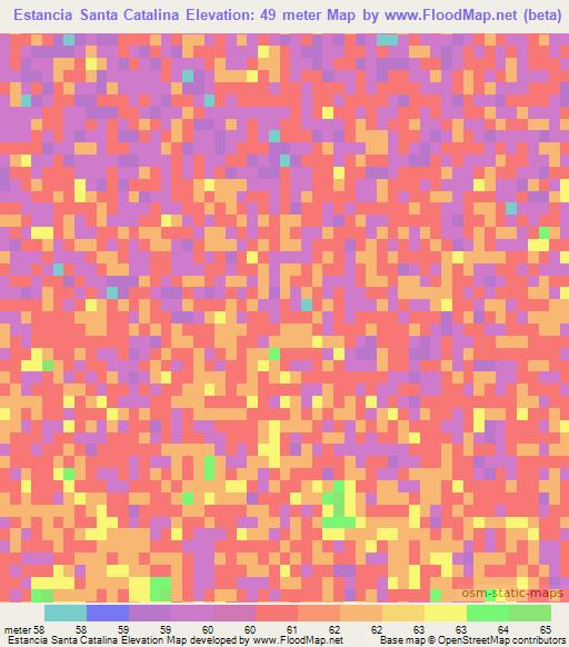Estancia Santa Catalina,Paraguay Elevation Map