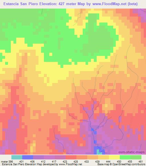 Estancia San Piero,Paraguay Elevation Map
