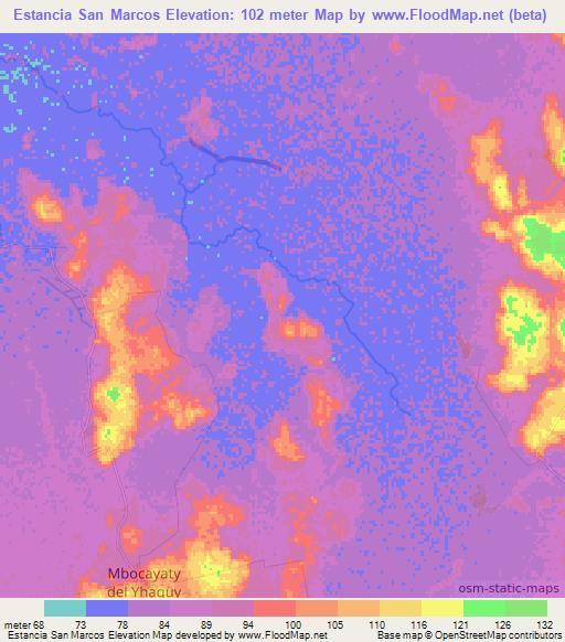 Estancia San Marcos,Paraguay Elevation Map