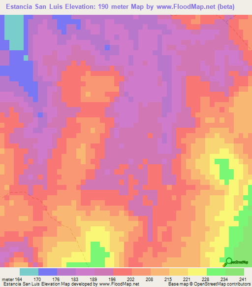 Estancia San Luis,Paraguay Elevation Map