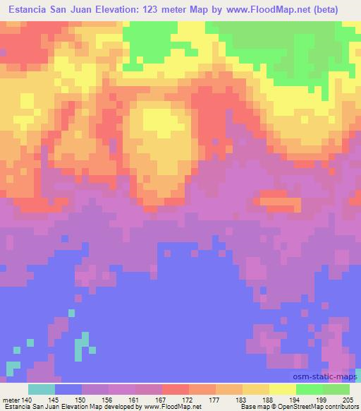Estancia San Juan,Paraguay Elevation Map
