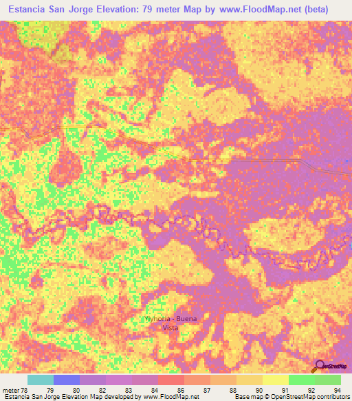 Estancia San Jorge,Paraguay Elevation Map
