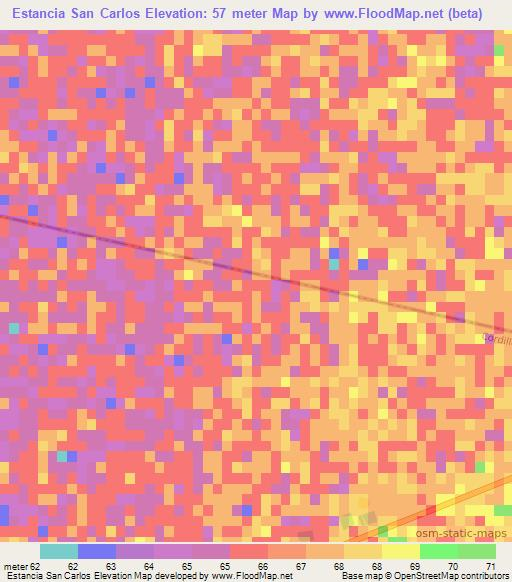 Estancia San Carlos,Paraguay Elevation Map