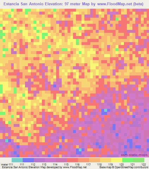 Estancia San Antonio,Paraguay Elevation Map