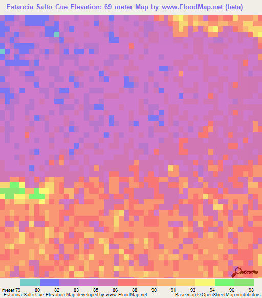 Estancia Salto Cue,Paraguay Elevation Map