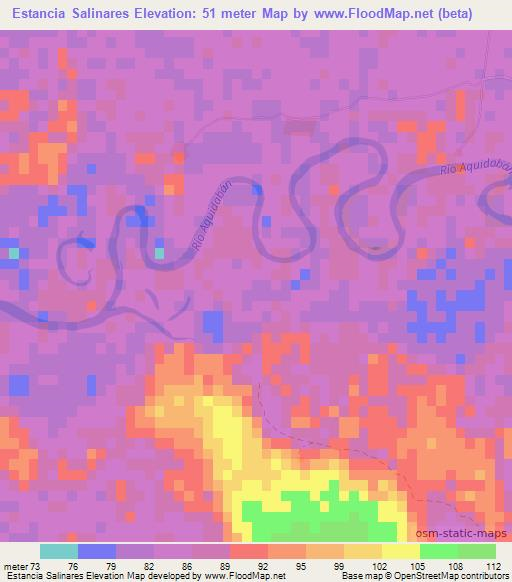 Estancia Salinares,Paraguay Elevation Map