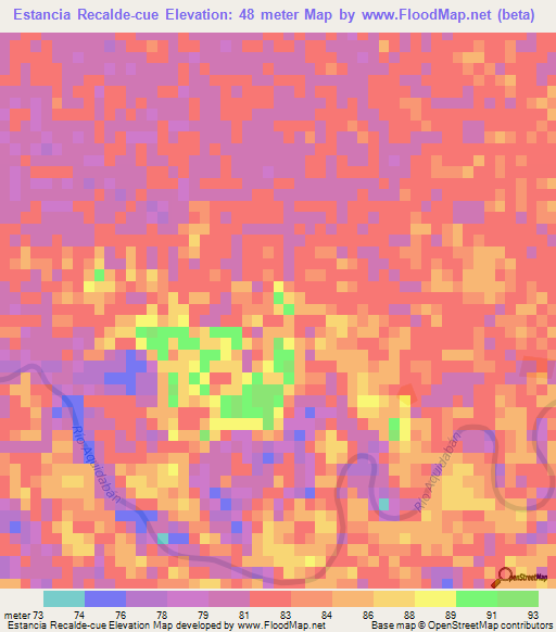 Estancia Recalde-cue,Paraguay Elevation Map