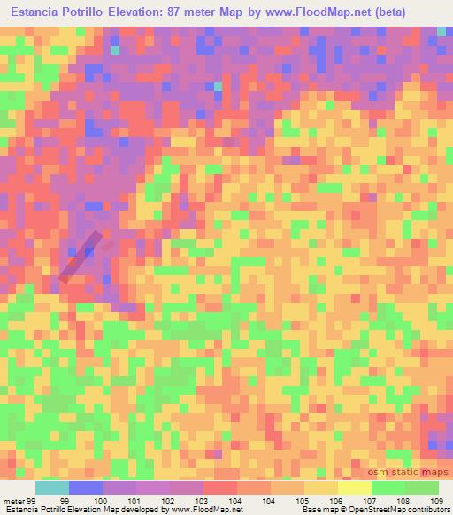 Estancia Potrillo,Paraguay Elevation Map