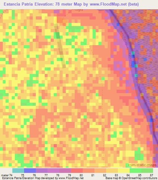 Estancia Patria,Paraguay Elevation Map