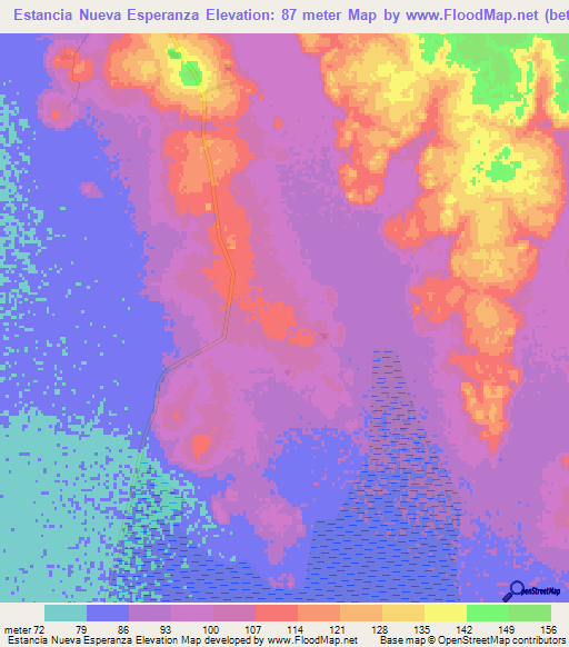 Estancia Nueva Esperanza,Paraguay Elevation Map
